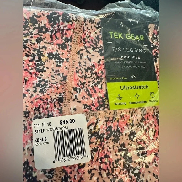 ⭐️NWT⭐️ Plus Size Tek Gear® Core High-Waisted Side Pocket 7/8 Leggings - Picture 2 of 2
